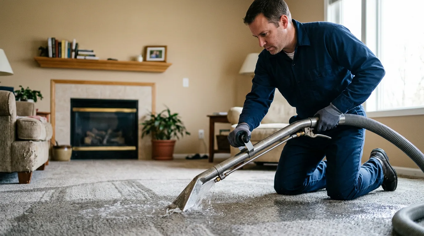 Water damage restoration technician working near Copper City, MI